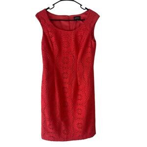 Adrianna Papell Women's Size 8 Coral Pink Sheath Knee High Dress